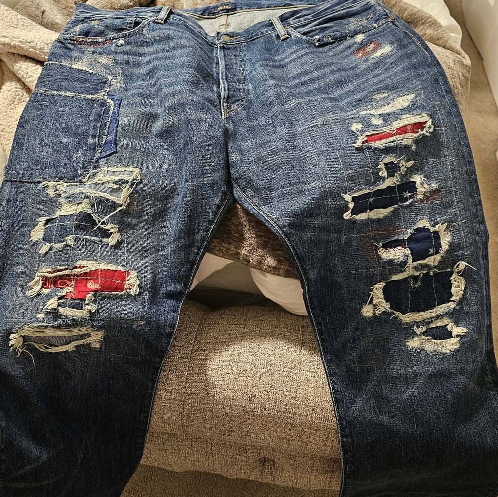 Men's Polo Ralph Lauren Bandana Sullivan Classic Fit Blue Wash Denim Jeans